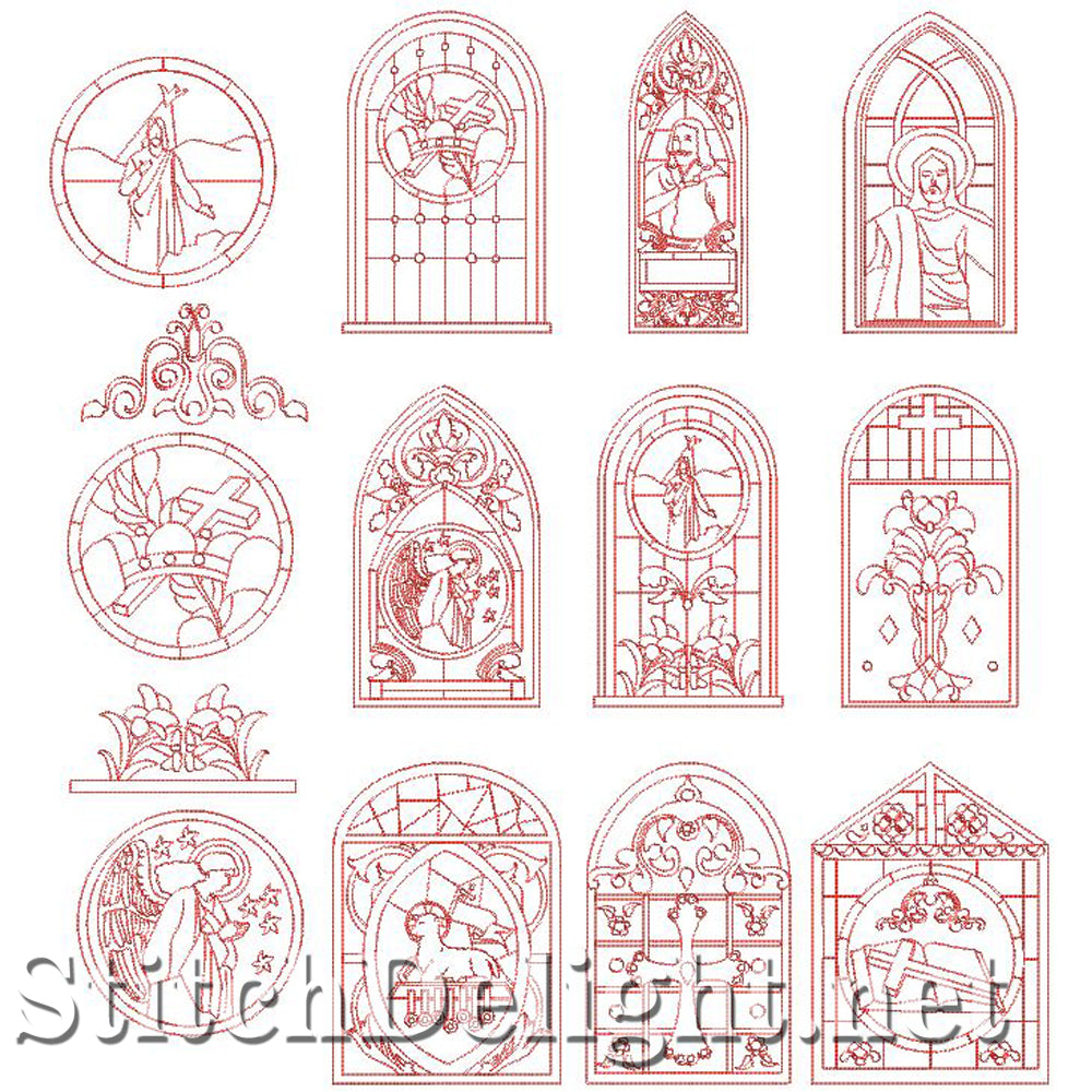 SD0762 Religious Icons Redwork