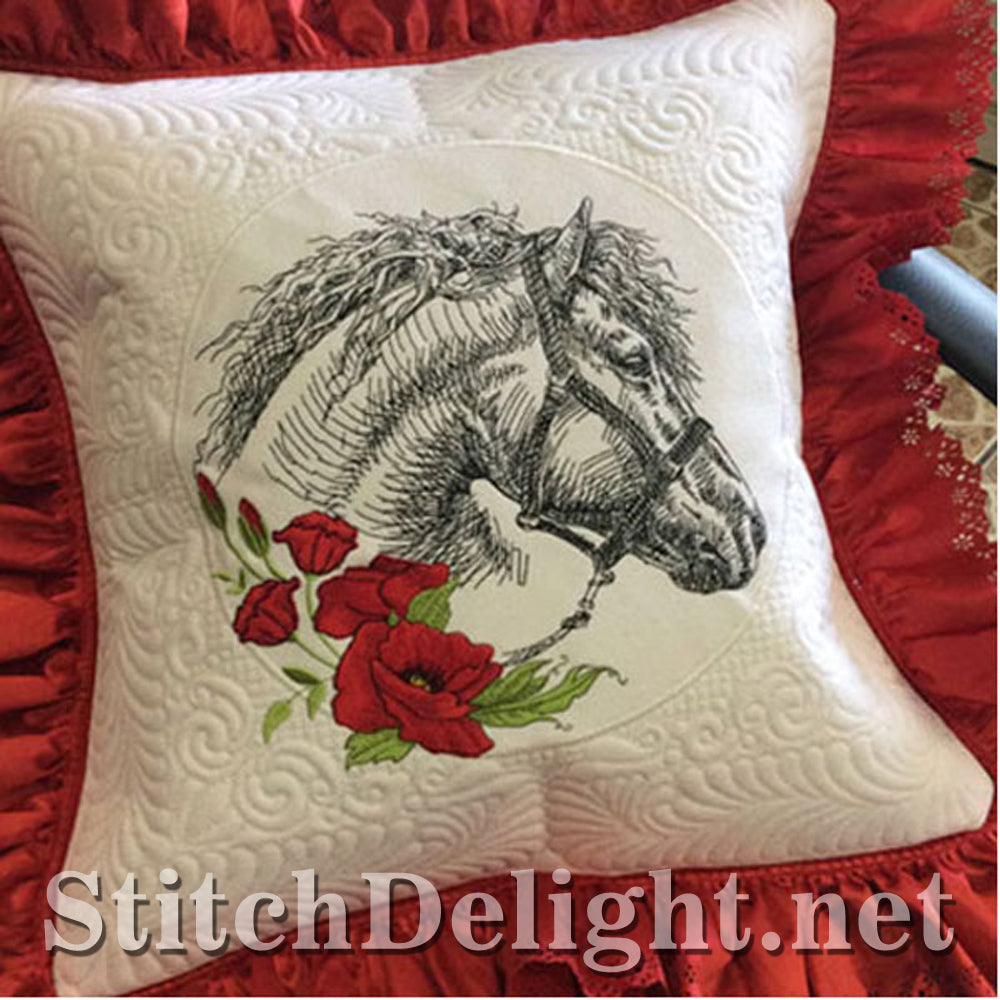 Embroidered Horse Pillow