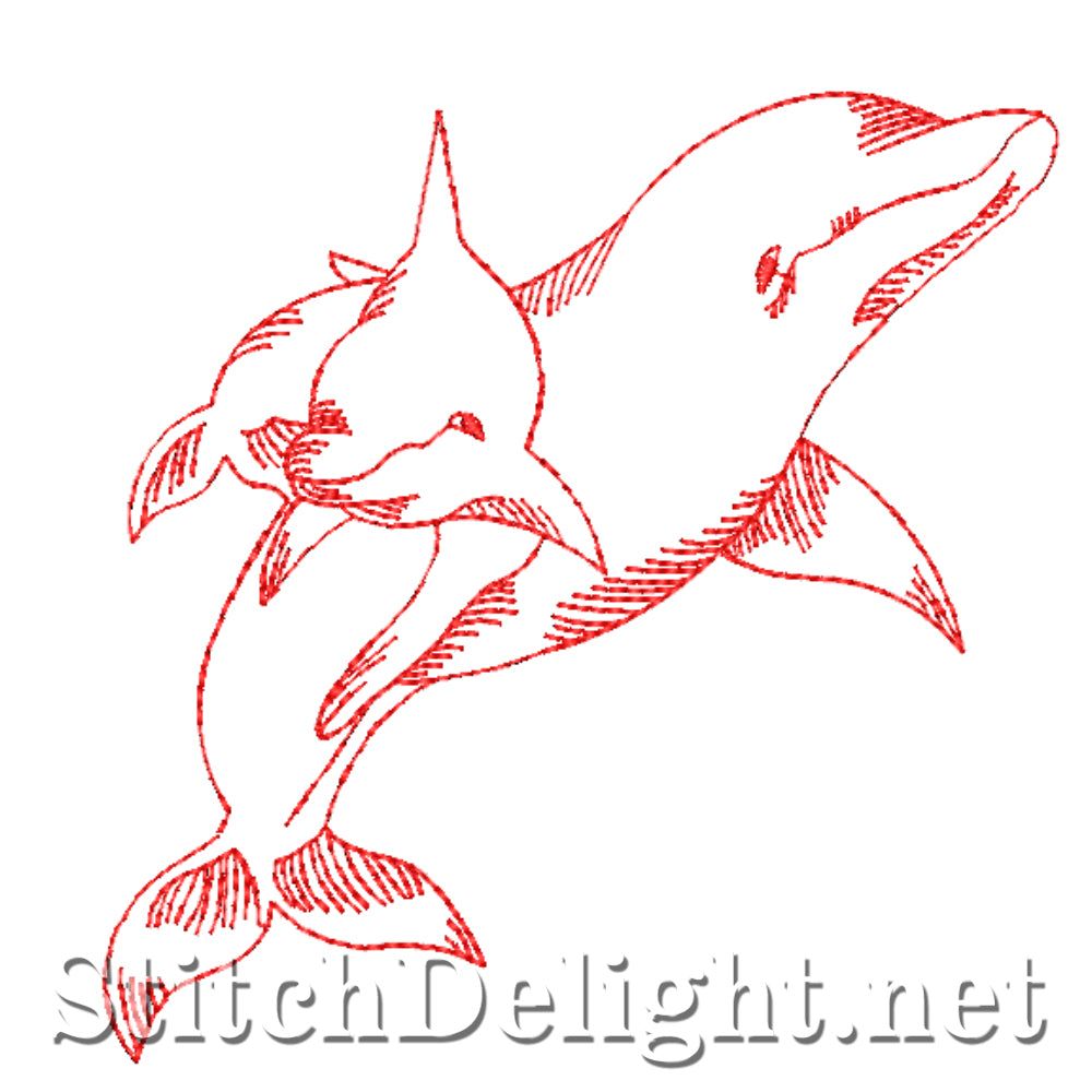 SDS4346 Redwork Dolphin