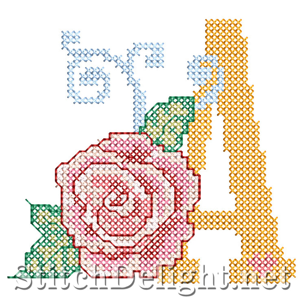 SDS4287 Rose Cross Stitch Font A