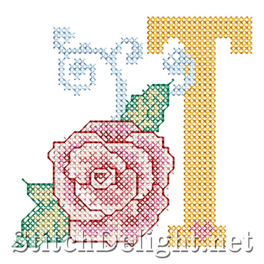 SDS4287 Rose Cross Stitch Font T