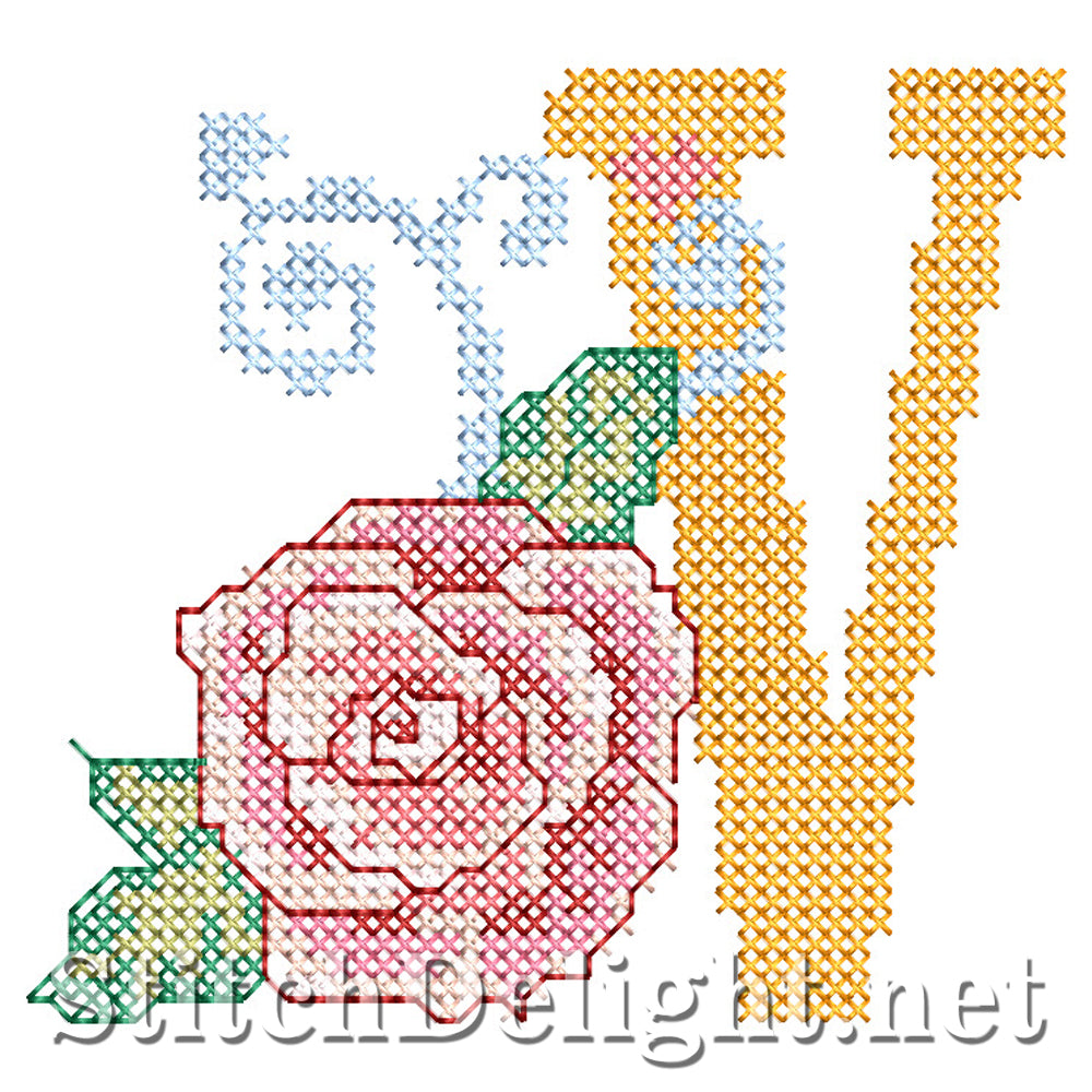 SDS4287 Rose Cross Stitch Font V