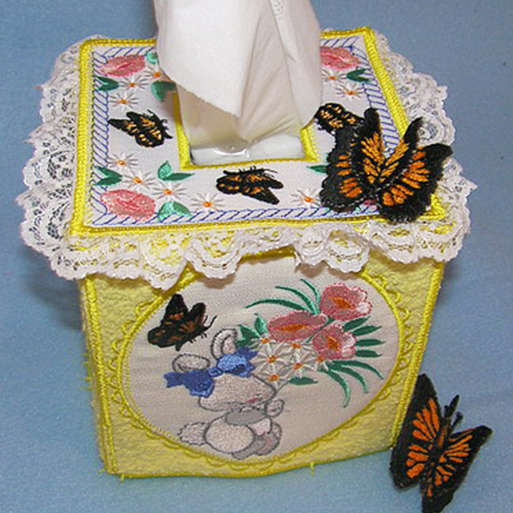 SD307 Baby Bunny Tissue Box Holder Machine Embroidery Files