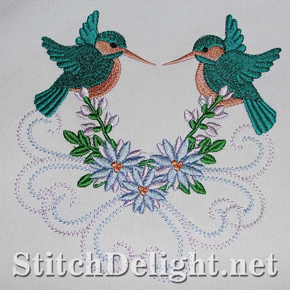 Cute hummingbird single design perfect for wedding or valentines projects done in the 5x7 hoop