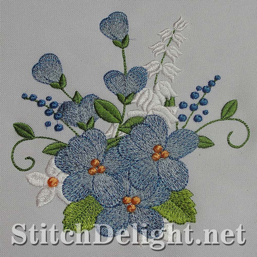 Blue spring flower single design done in the 5x7 hoop - elegant for towels