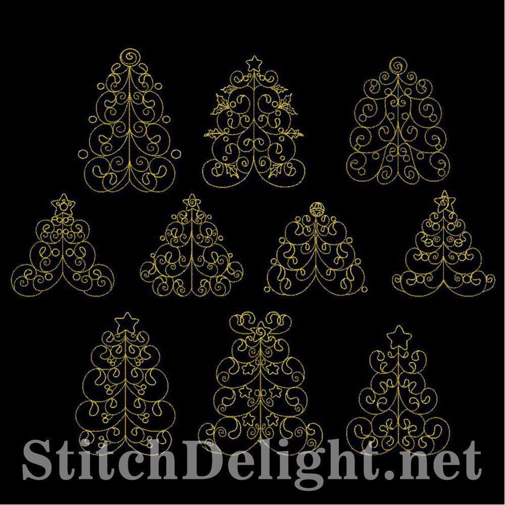 SD0736 Scroll Christmas Trees