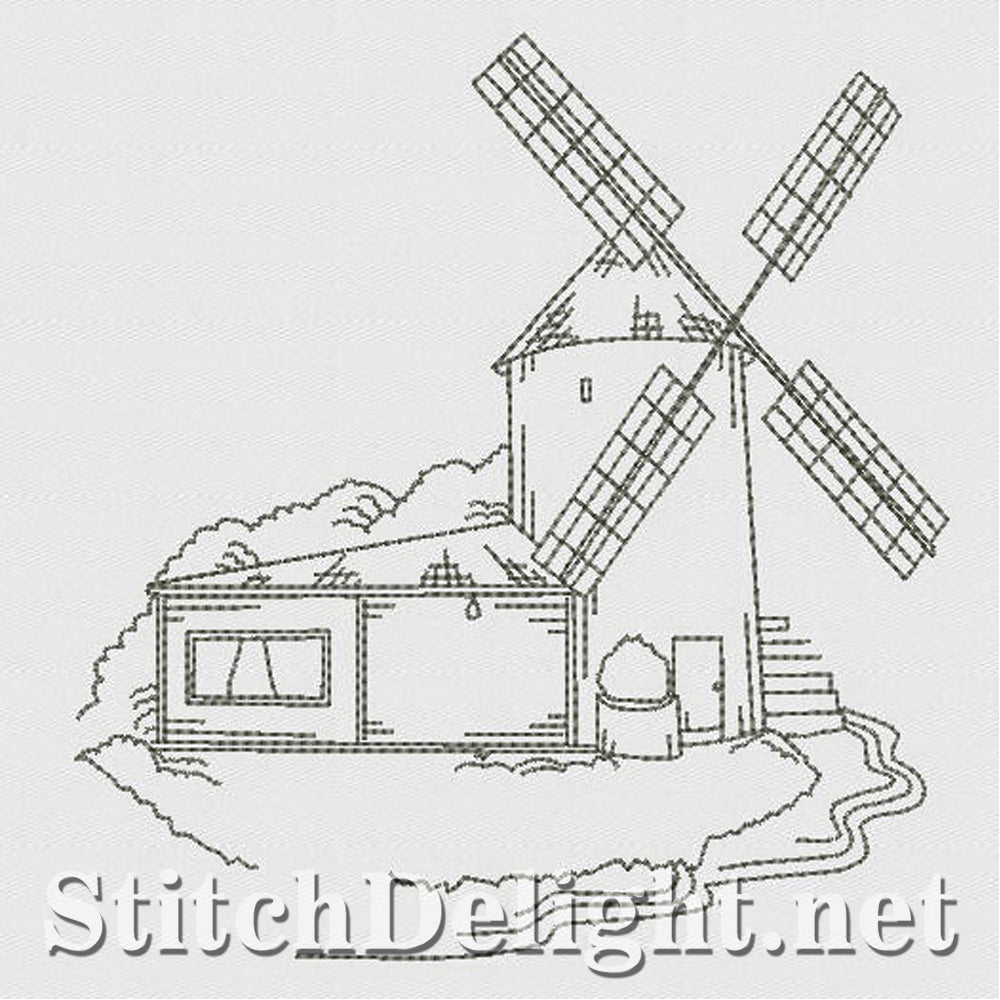 SD1187 Windmills and Lighthouses Redwork