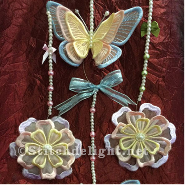 SDS0498 3D vlinders en bloemen