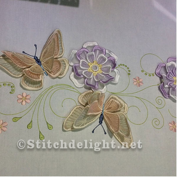 SDS0498 3D vlinders en bloemen