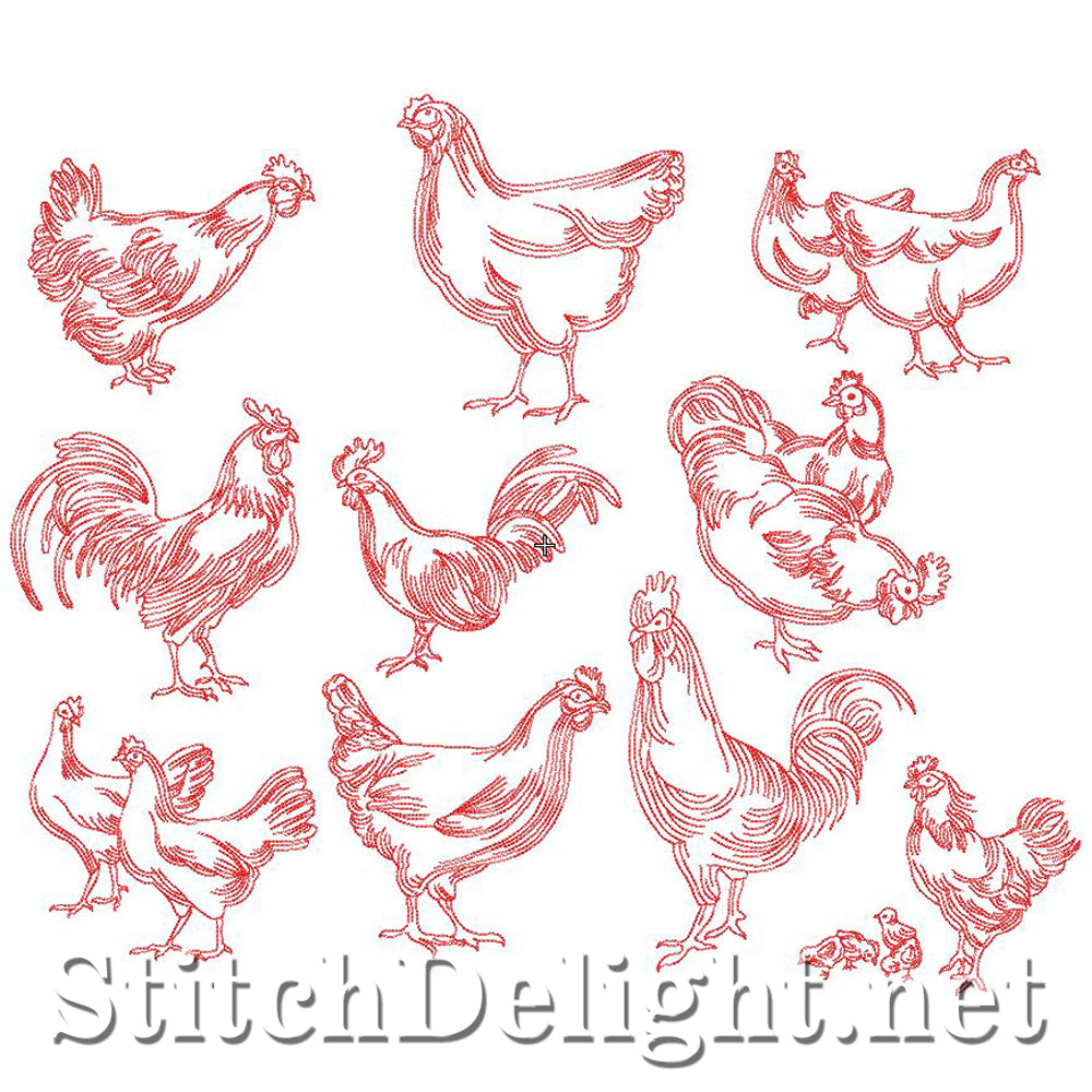 Chicken Redwork File Redwork Birds