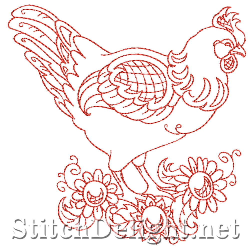 SD0538 Redwork Chickens