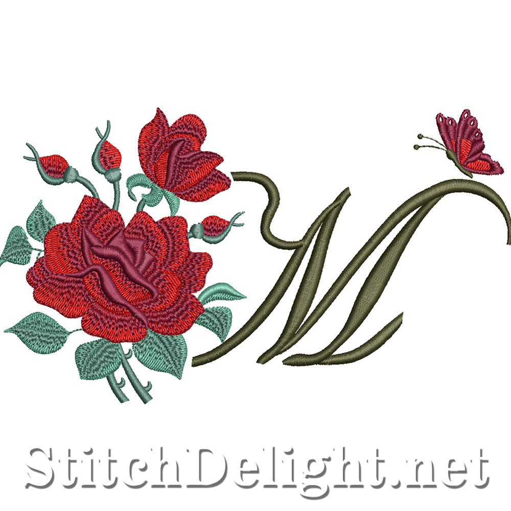 M Alphabet In Red Rose