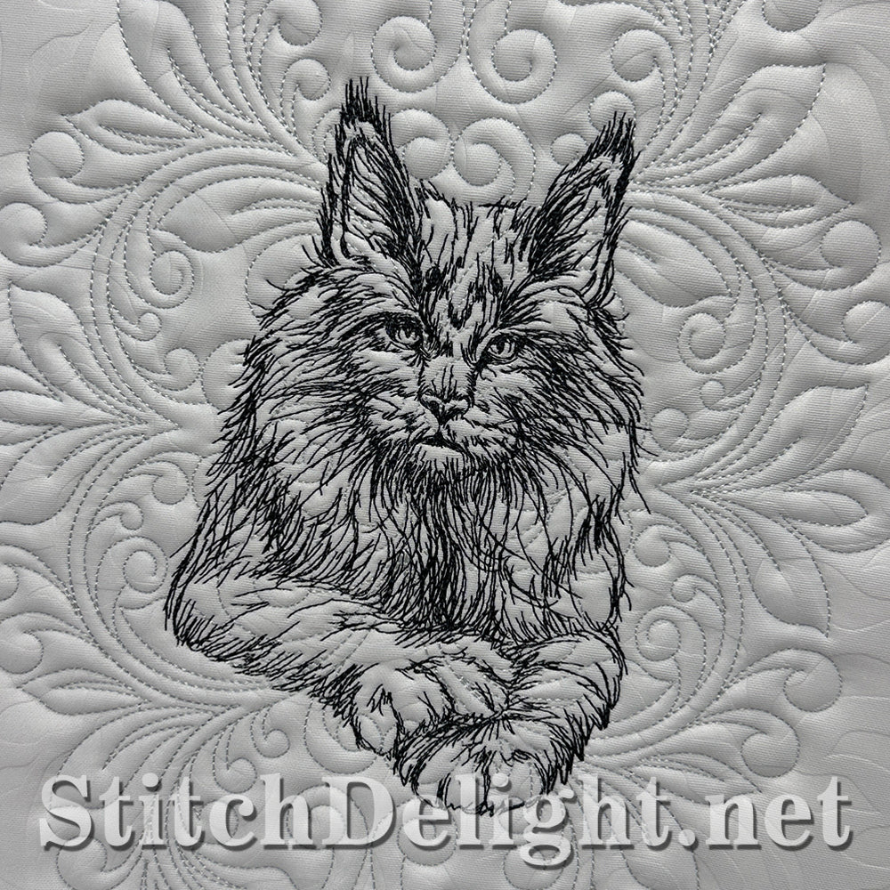 SDS4225 Pencil Sketch Maine Coon Cat